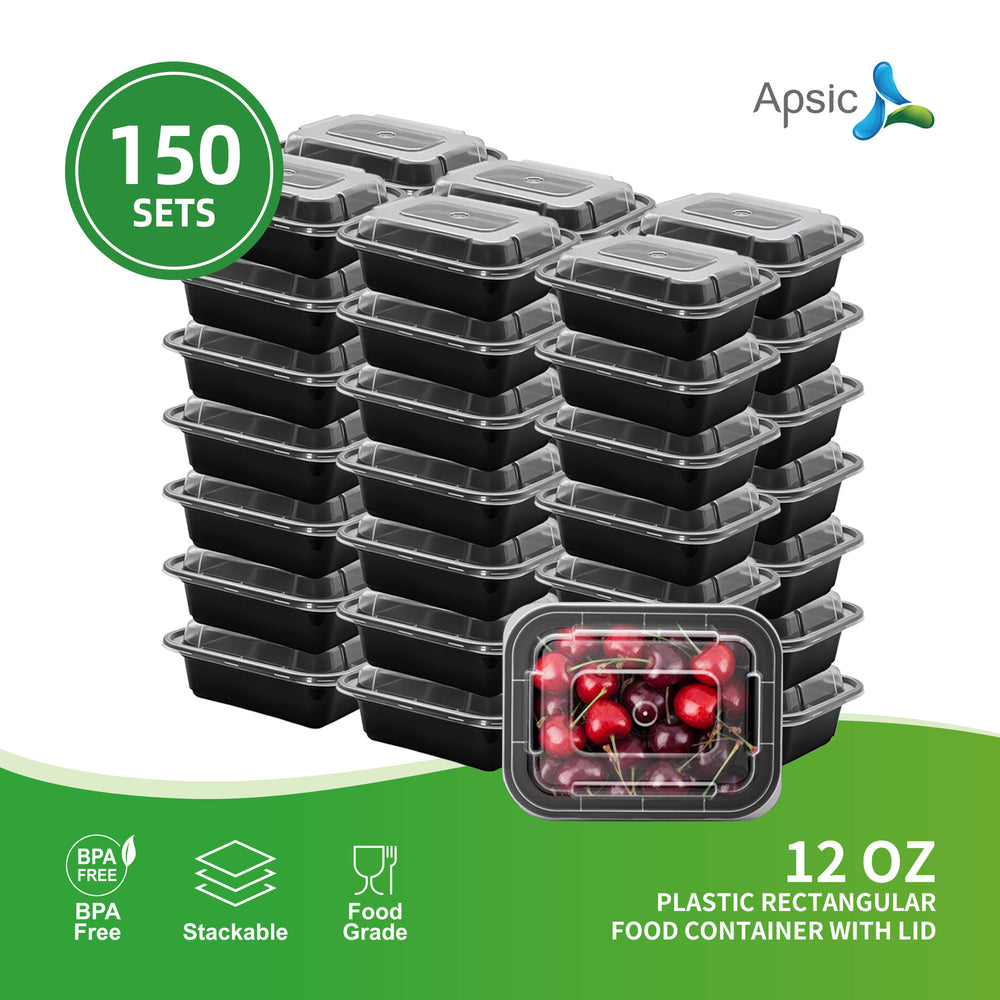APSIC 12 Oz Plastic Rectangular Food Container With Lid