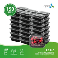APSIC 12 Oz Plastic Rectangular Food Container With Lid