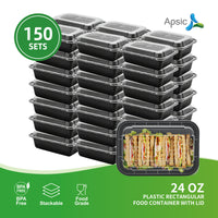 APSIC 24 Oz Plastic Rectangular Food Container With Lid