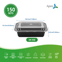 APSIC 24 Oz Plastic Rectangular Food Container With Lid