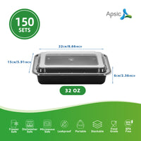 APSIC 32 Oz Plastic Rectangular Food Container With Lid