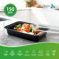 APSIC 32 Oz Plastic Rectangular Food Container With Lid
