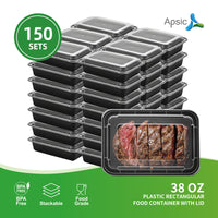 APSIC 38 Oz Plastic Rectangular Food Container With Lid