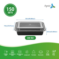 APSIC 38 Oz Plastic Rectangular Food Container With Lid