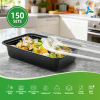 APSIC 38 Oz Plastic Rectangular Food Container With Lid