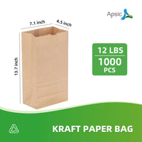 APSIC 12 lb. Natural Kraft Paper Bag - 1000/Bundle
