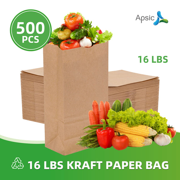 APSIC 16 lb. Natural Kraft Paper Bag - 500/Bundle