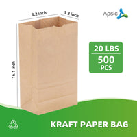 APSIC 20 lb. Natural Kraft Paper Bag - 500/Bundle