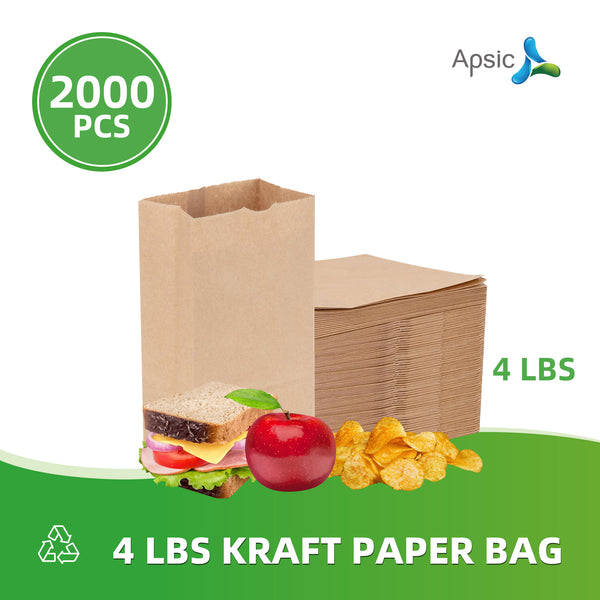 APSIC 4 lb. Natural Kraft Paper Bag - 2000/Bundle
