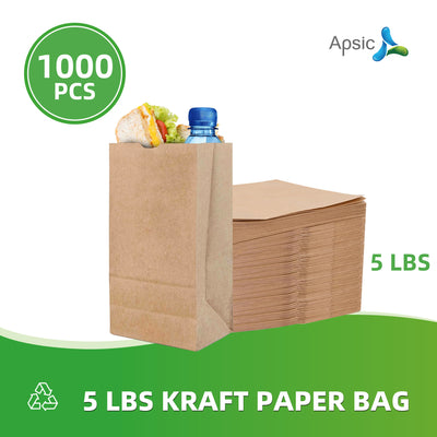 APSIC 5 lb. Natural Kraft Paper Bag - 1000/Bundle