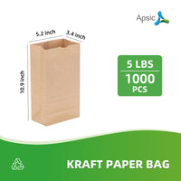 APSIC 5 lb. Natural Kraft Paper Bag - 1000/Bundle