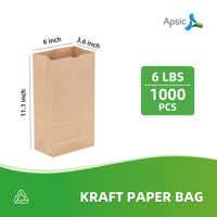 APSIC 6 lb. Natural Kraft Paper Bag - 1000/Bundle