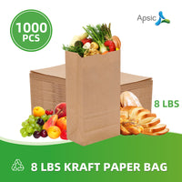 APSIC 8 lb. Natural Kraft Paper Bag - 1000/Bundle