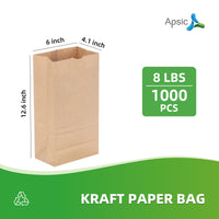 APSIC 8 lb. Natural Kraft Paper Bag - 1000/Bundle