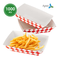 APSIC 1 LB White/Red Food Tray - Classic Retro & Carnival Style - 1000 Count