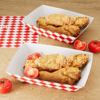 APSIC 2 LB White/Red Food Tray - Sturdy Base & Fast Food Ideal - 1000 Count