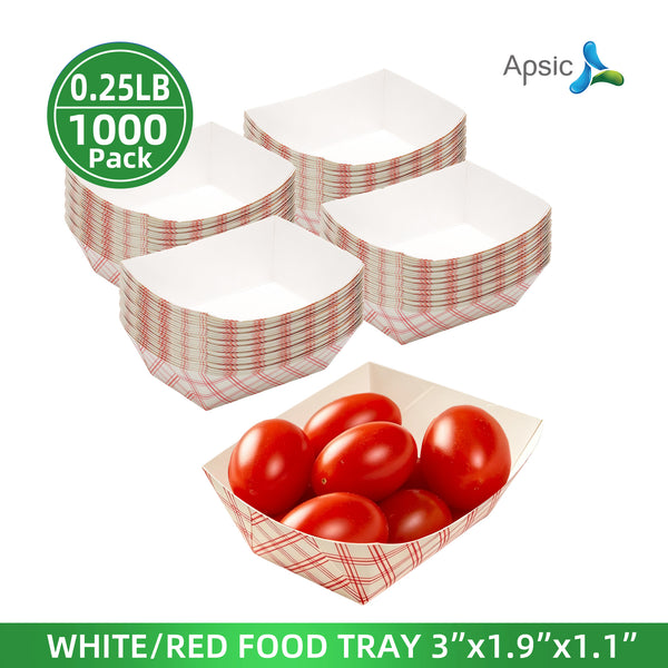 APSIC 0.25 LB White/Red Food Tray - Snack & Concession Size - 1000 Count