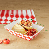 APSIC 3 LB White/Red Food Tray - Oil Proof & Easy Disposal - 500 Count