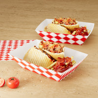 APSIC 3 LB White/Red Food Tray - Oil Proof & Easy Disposal - 500 Count
