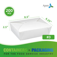 APSIC #3 White Paper Take-Out Box 8.5