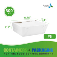 APSIC #8 White Paper Take-Out Box 6.75