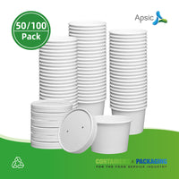 APSIC 8 oz White Paper Food Cup (no Lid) - Clean & Disposable - 500 Count