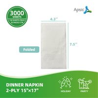 APSIC 2-Ply Dinner Napkin, 15×17