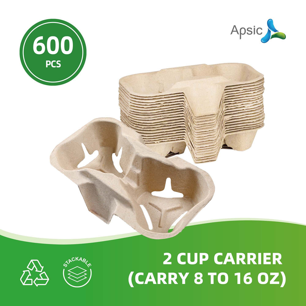 APSIC 2-Cup Carrier (Fits 8-16 oz) - Portable & Takeout Ready - 600 Count