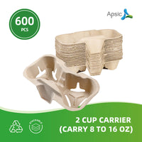 APSIC 2-Cup Carrier (Fits 8-16 oz) - Portable & Takeout Ready - 600 Count