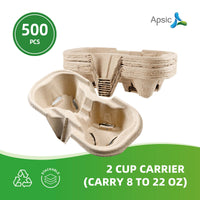 APSIC 2-Cup Carrier (Fits 8-22 oz) - Stable & Convenient Handling - 500 Count