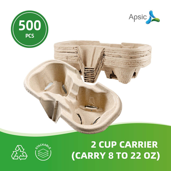 APSIC 2-Cup Carrier (Fits 8-22 oz) - Stable & Convenient Handling - 500 Count