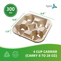 APSIC 4-Cup Carrier (Fits 8-28 oz) - Multi-Drink Transport - 300 Count