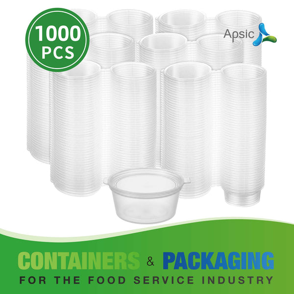 APSIC 1.5 oz Plastic Sauce Container with Lid - Leak-Resistant Portion Cup - 1000 Count
