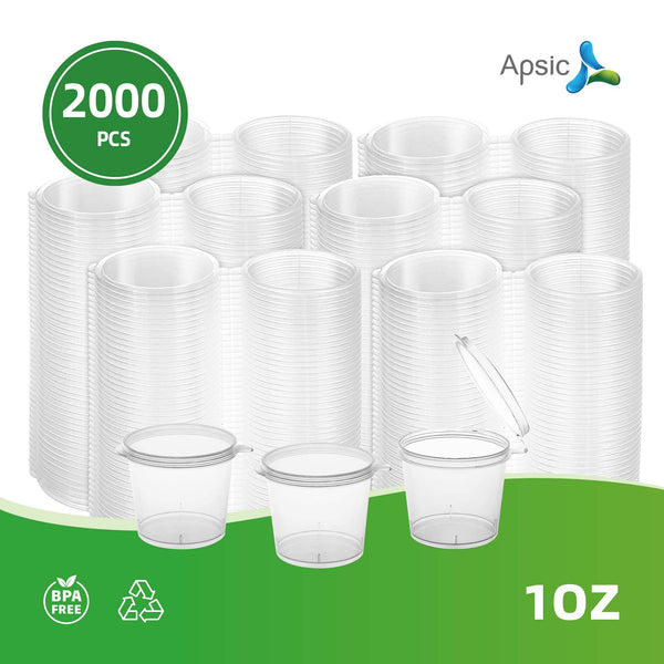 APSIC 1 oz Plastic Sauce Container with Lid - Leak-Proof & Food Safe - 2000 PCS
