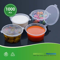APSIC 2 oz Plastic Sauce Container with Lid - Sturdy & Portable - 1000 PCS