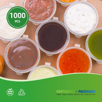 APSIC 3 oz Plastic Sauce Container with Lid - Versatile & Practical - 1000 PCS