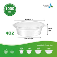 APSIC 4 oz Plastic Sauce Container with Lid - Durable & Convenient - 1000 PCS