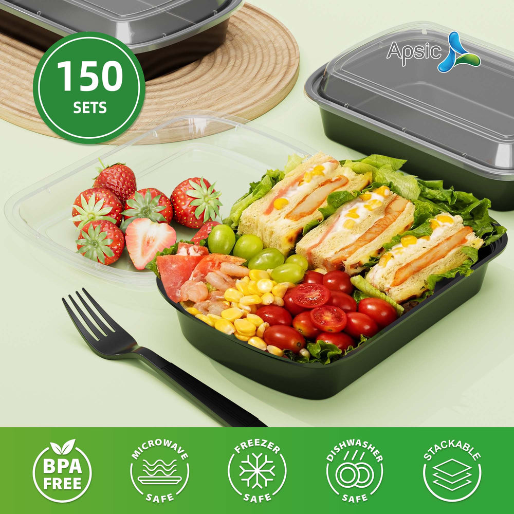 APSIC 24 Oz Plastic Food Container With Lid(Rectangular)