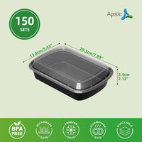 APSIC 24 Oz Plastic Food Container With Lid(Rectangular)