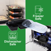 APSIC 28 Oz Plastic Food Container With Lid (2 Compartment)