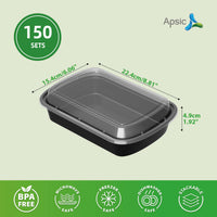 APSIC 28 Oz Plastic Food Container With Lid(Rectangular)