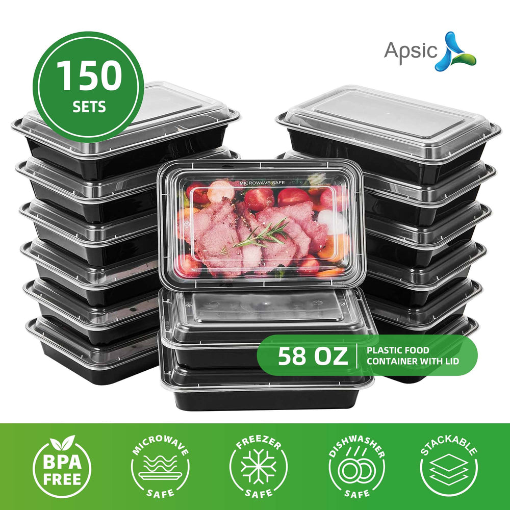APSIC 58Oz Plastic Food Container With Lid (Rectangular)