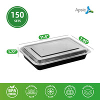 APSIC 58Oz Plastic Food Container With Lid (Rectangular)