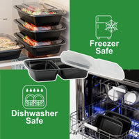 APSIC 28 Oz Plastic Food Container With Lid (2 Compartment)