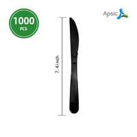 APSIC Black Heavy Duty Disposable Plastic Knife - Food Service & Takeout Ready - 1000 Count