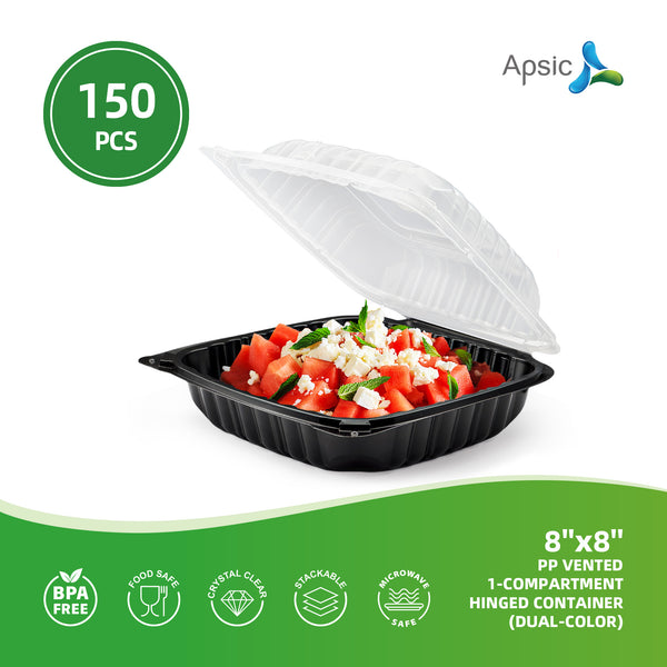 APSIC PP 8''x8'' Vented 1-Compartment Hinged Container(Dual-Color)