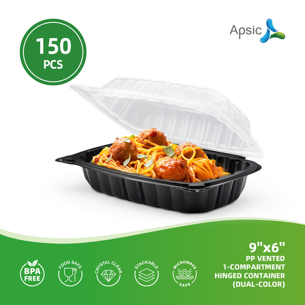 APSIC PP 9''x6'' Vented 1-Compartment Hinged Container(Dual-Color)
