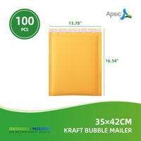 APSIC Kraft Bubble Mailer 35×42 cm - Self-Seal Padded Shipping Envelopes - 100 Pack