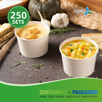 APSIC 12 oz White Paper Soup Cup with PP Lid - Leak-Resistant & Portable - 250 SETS/CTN