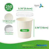 APSIC 16 oz White Paper Soup Cup with PP Lid - Daily Use & Catering Ready - 250 SETS/CTN